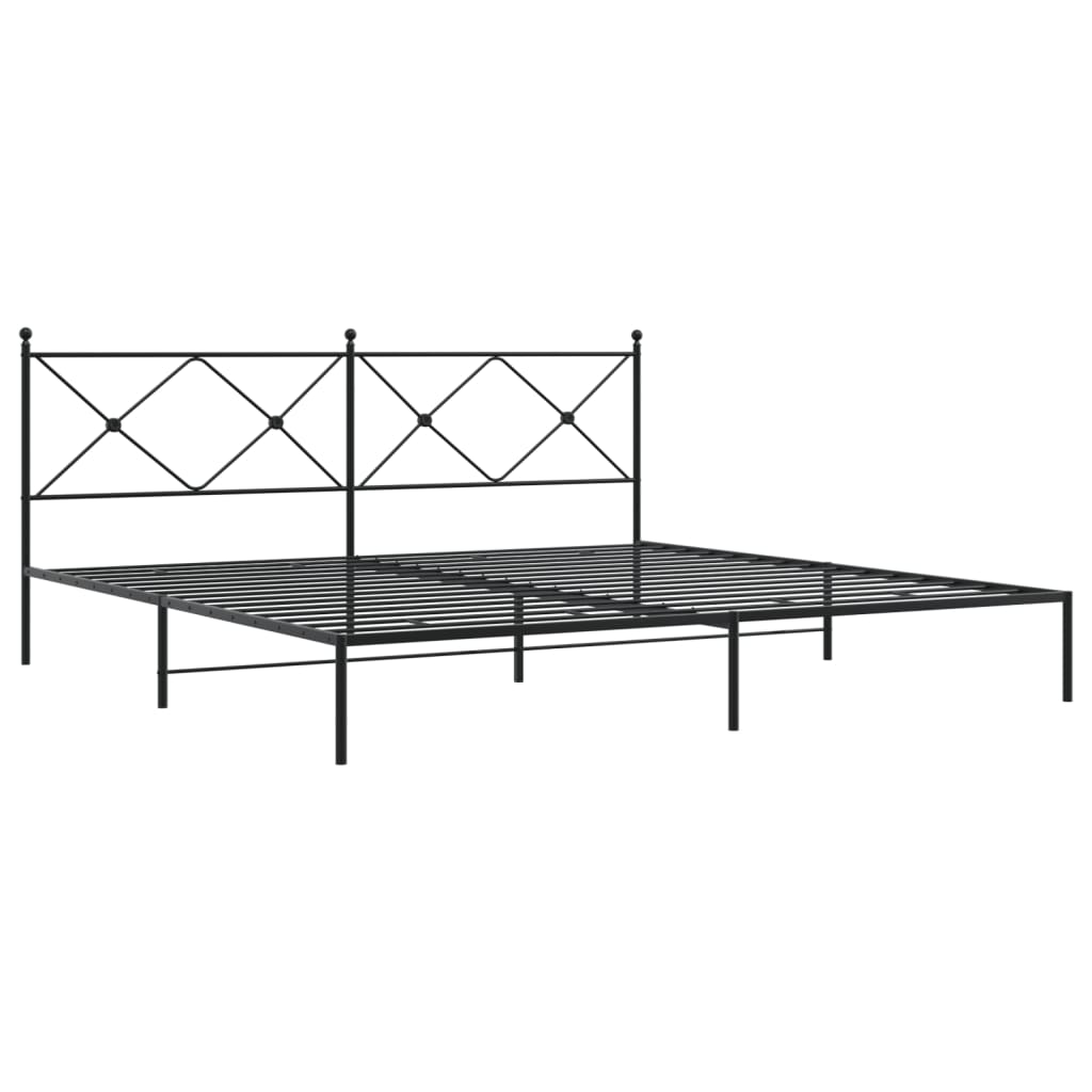 Bedframe met hoofdbord metaal zwart 193x203 cm