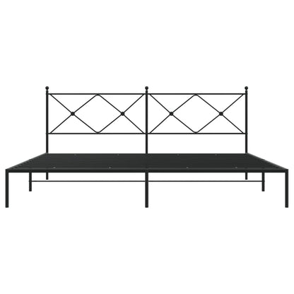 Bedframe met hoofdbord metaal zwart 193x203 cm