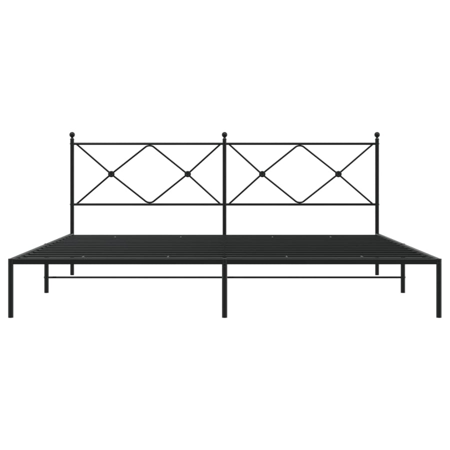 Bedframe met hoofdbord metaal zwart 193x203 cm