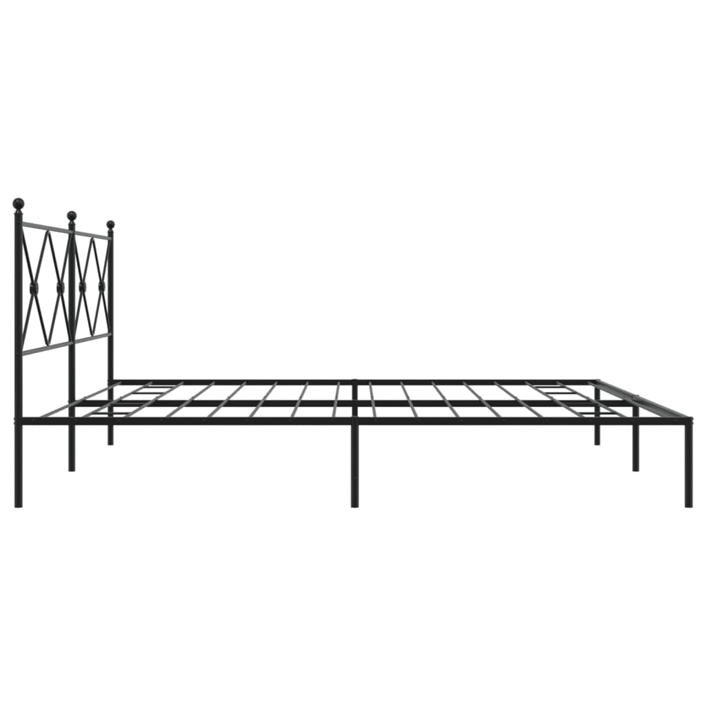 Bedframe met hoofdbord metaal zwart 193x203 cm