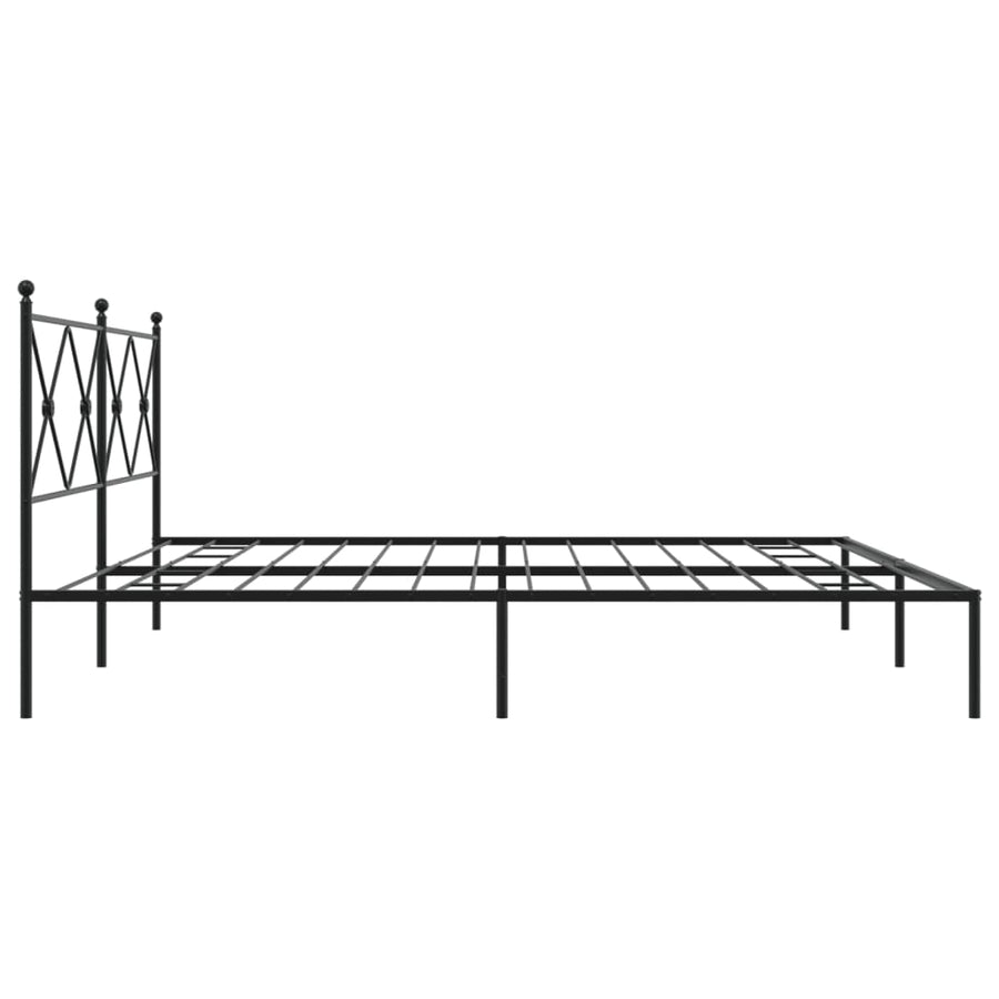 Bedframe met hoofdbord metaal zwart 193x203 cm