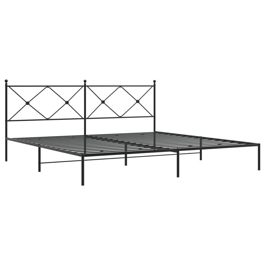 Bedframe met hoofdbord metaal zwart 200x200 cm