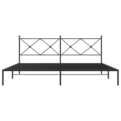 Bedframe met hoofdbord metaal zwart 200x200 cm