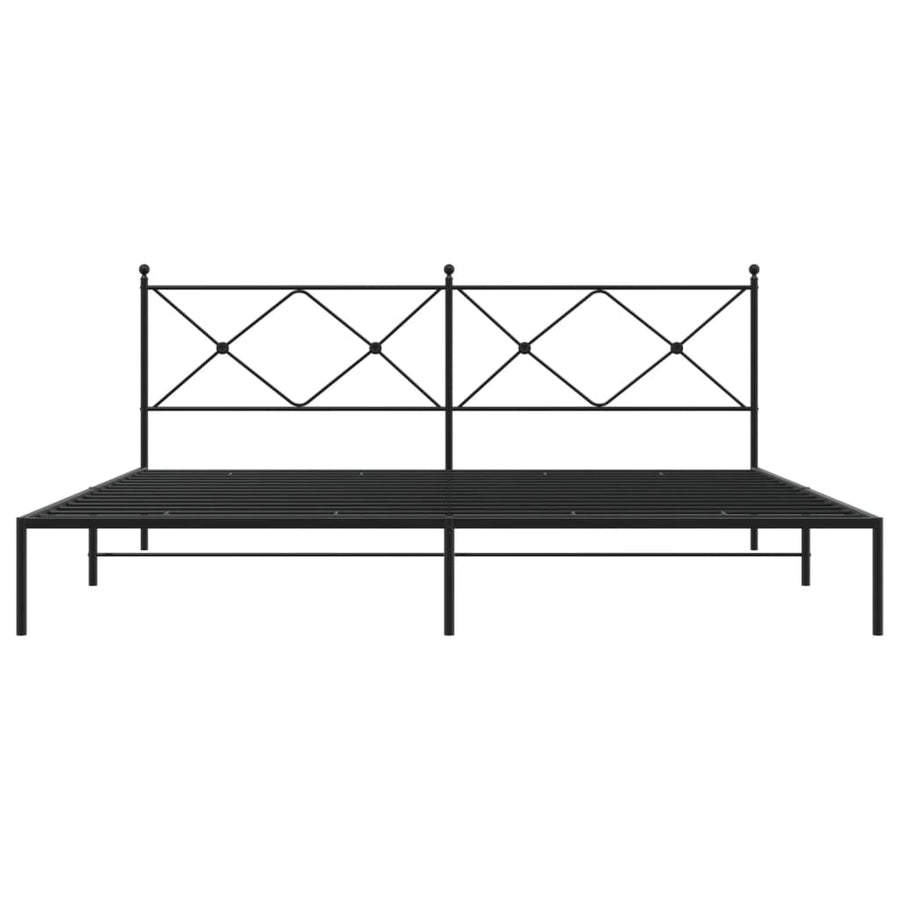 Bedframe met hoofdbord metaal zwart 200x200 cm