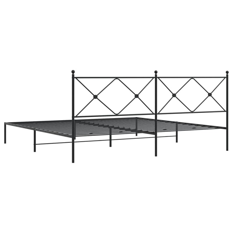 Bedframe met hoofdbord metaal zwart 200x200 cm