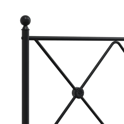 Bedframe met hoofdbord metaal zwart 200x200 cm