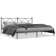 Bedframe metaal zwart 200x200 cm met hoofdbord