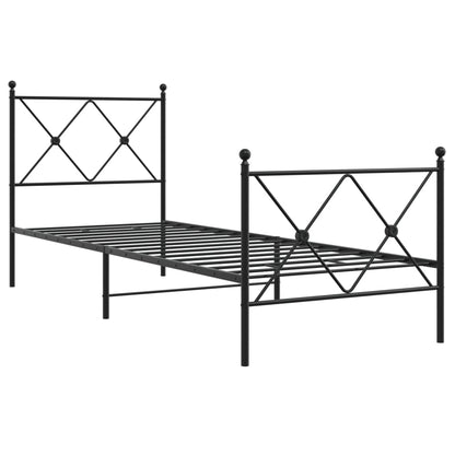 Bedframe met hoofd- en voeteneinde metaal zwart 75x190 cm