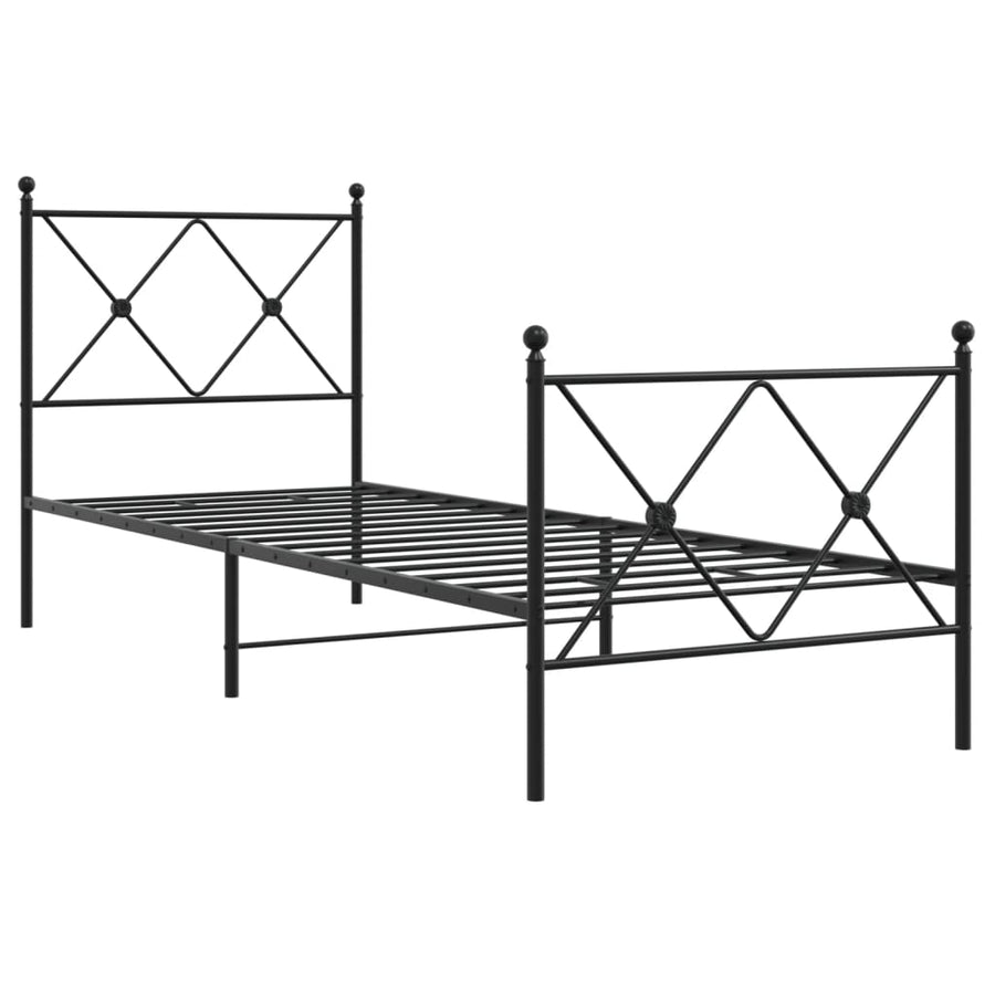 Bedframe met hoofd- en voeteneinde metaal zwart 75x190 cm