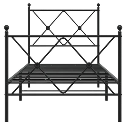 Bedframe met hoofd- en voeteneinde metaal zwart 75x190 cm