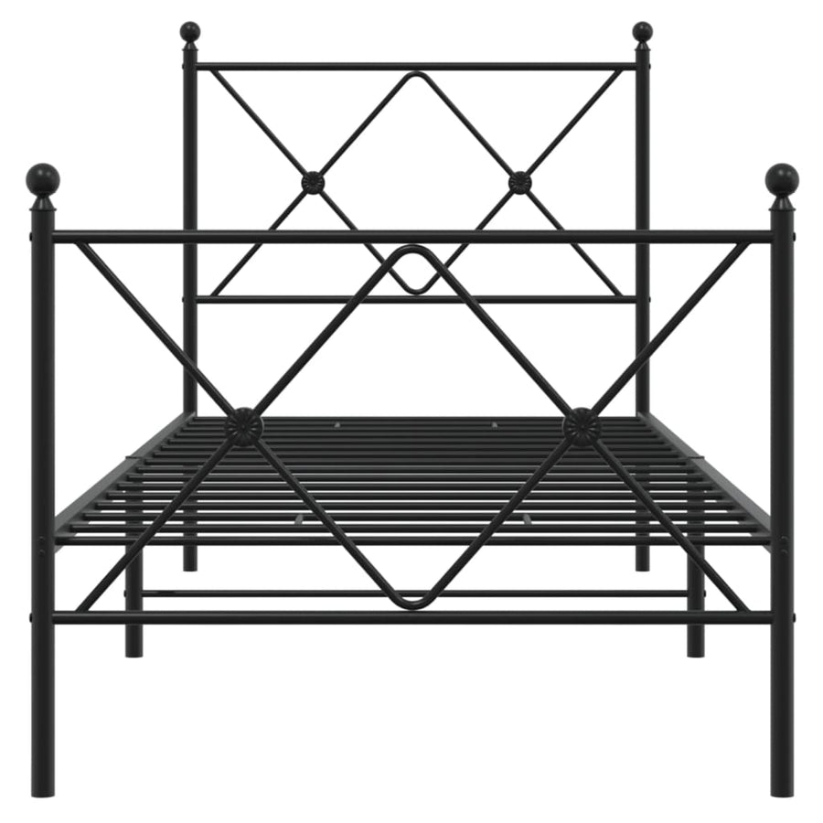 Bedframe met hoofd- en voeteneinde metaal zwart 75x190 cm