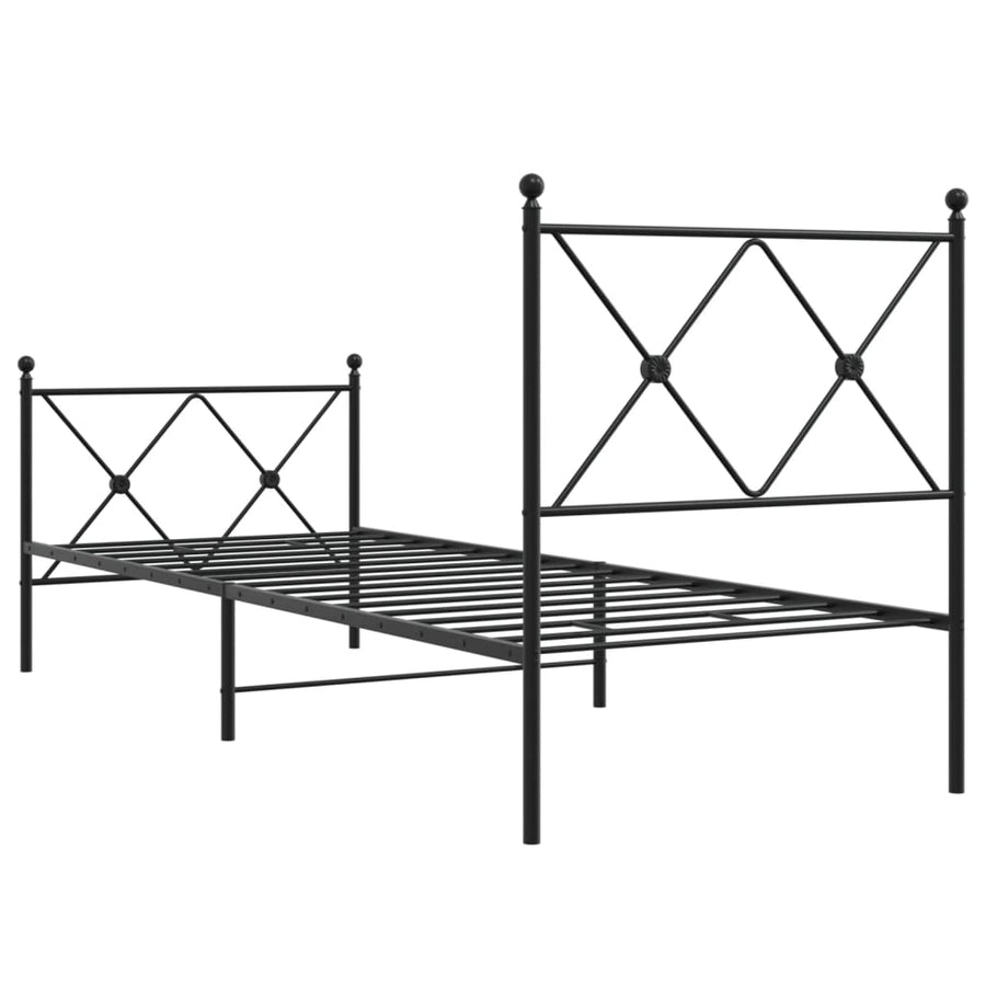 Bedframe met hoofd- en voeteneinde metaal zwart 75x190 cm