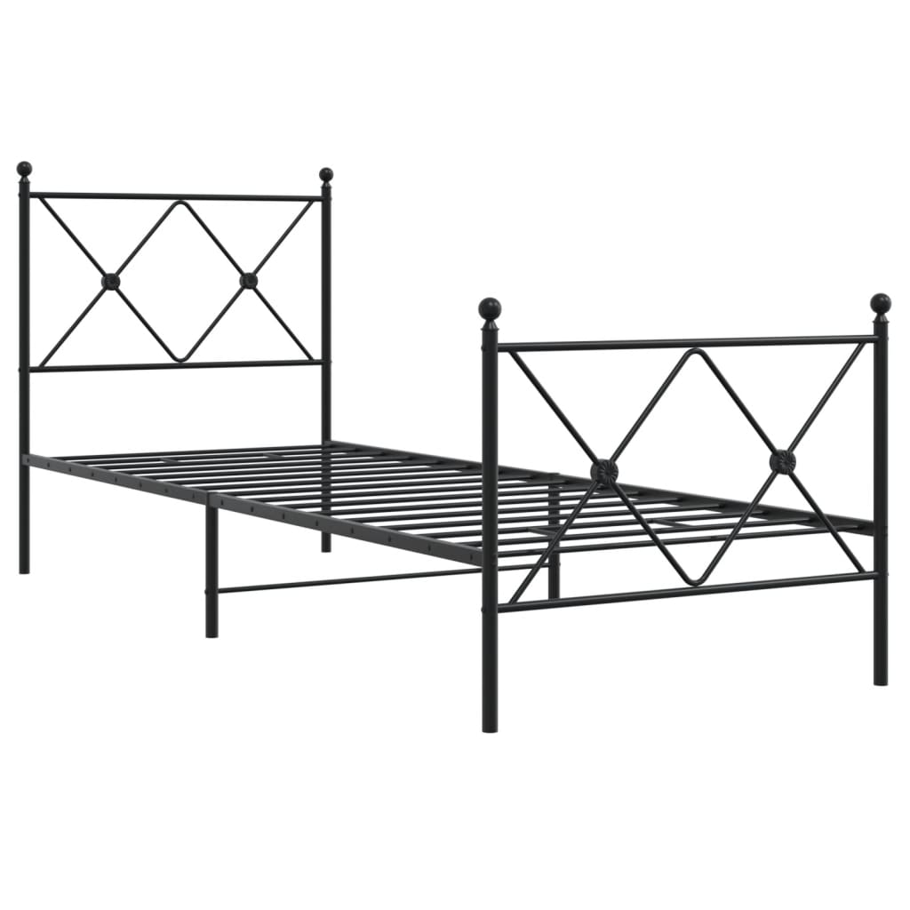 Bedframe met hoofd- en voeteneinde metaal zwart 80x200 cm
