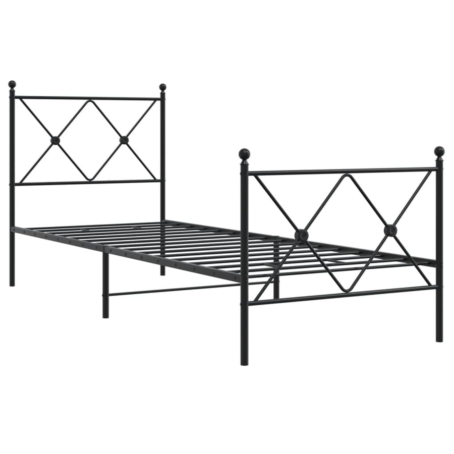 Bedframe met hoofd- en voeteneinde metaal zwart 80x200 cm