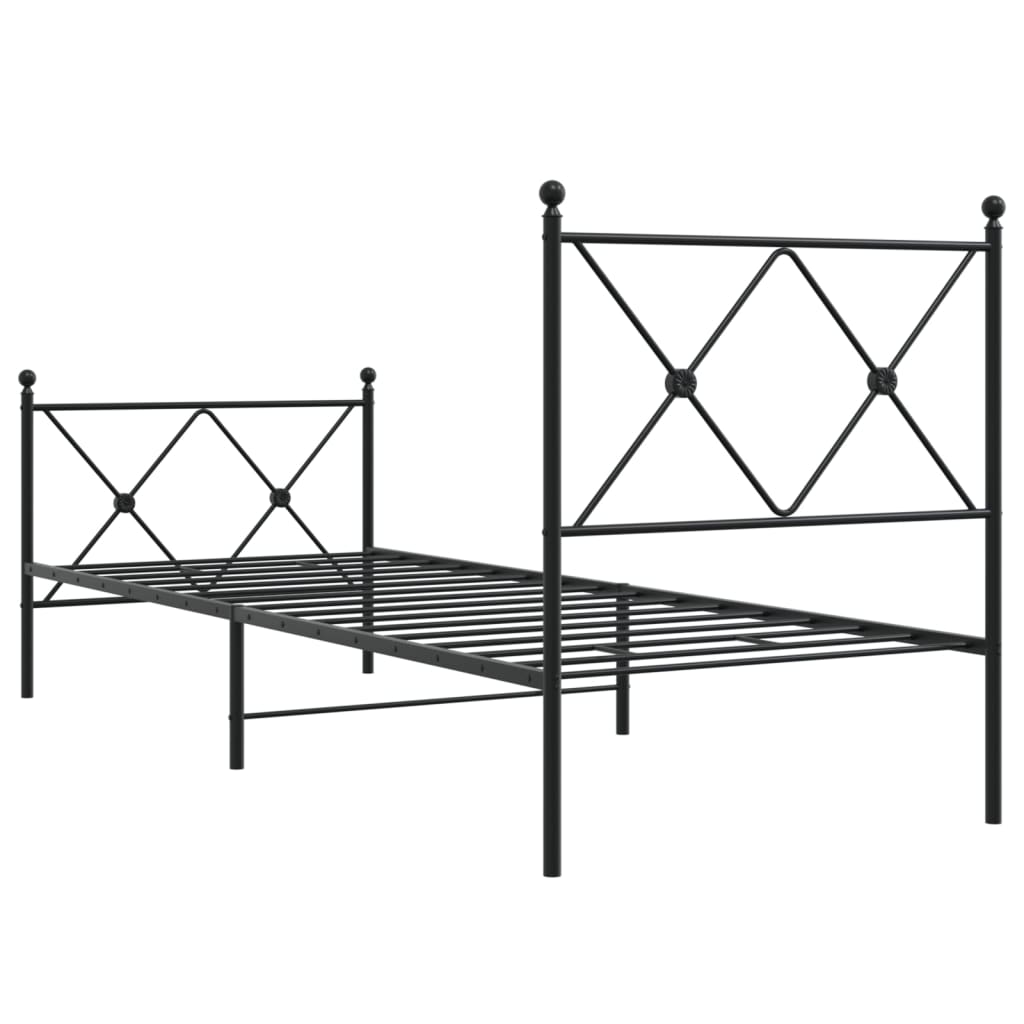 Bedframe met hoofd- en voeteneinde metaal zwart 80x200 cm