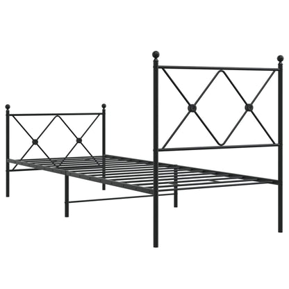 Bedframe met hoofd- en voeteneinde metaal zwart 80x200 cm