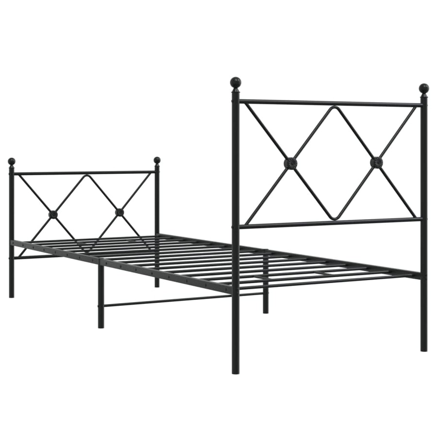 Bedframe met hoofd- en voeteneinde metaal zwart 80x200 cm