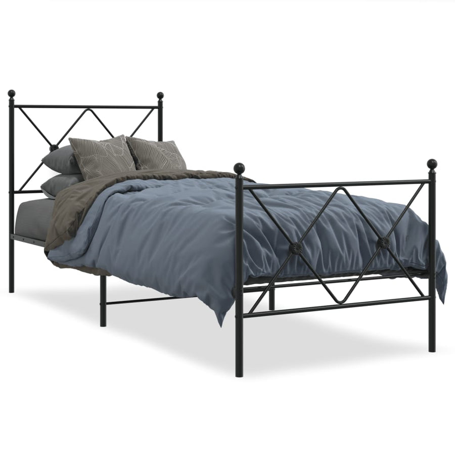 Bedframe met hoofd- en voeteneinde metaal zwart 80x200 cm