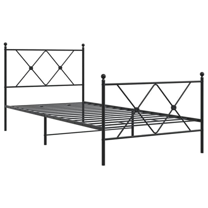 Bedframe met hoofd- en voeteneinde metaal zwart 90x190 cm