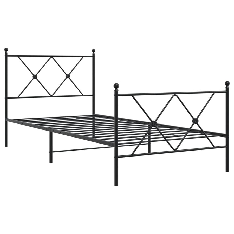 Bedframe met hoofd- en voeteneinde metaal zwart 90x190 cm
