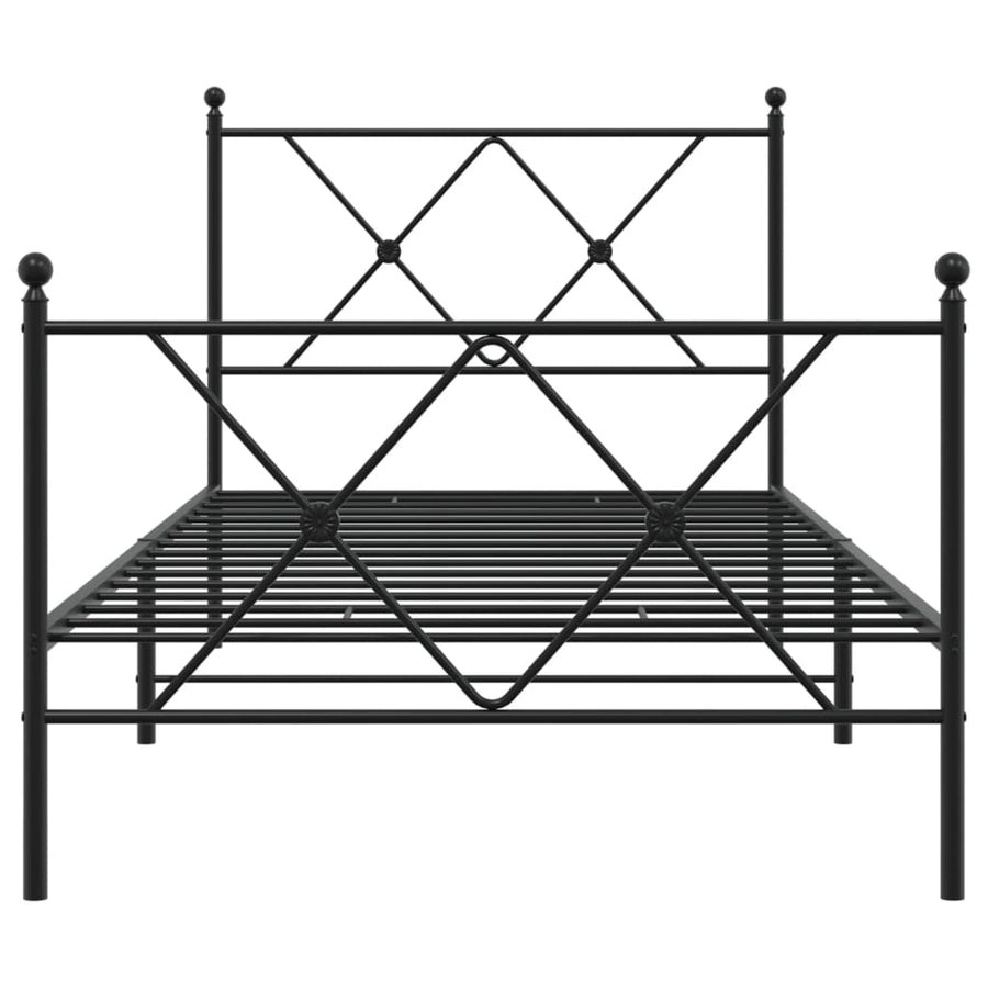 Bedframe met hoofd- en voeteneinde metaal zwart 90x190 cm