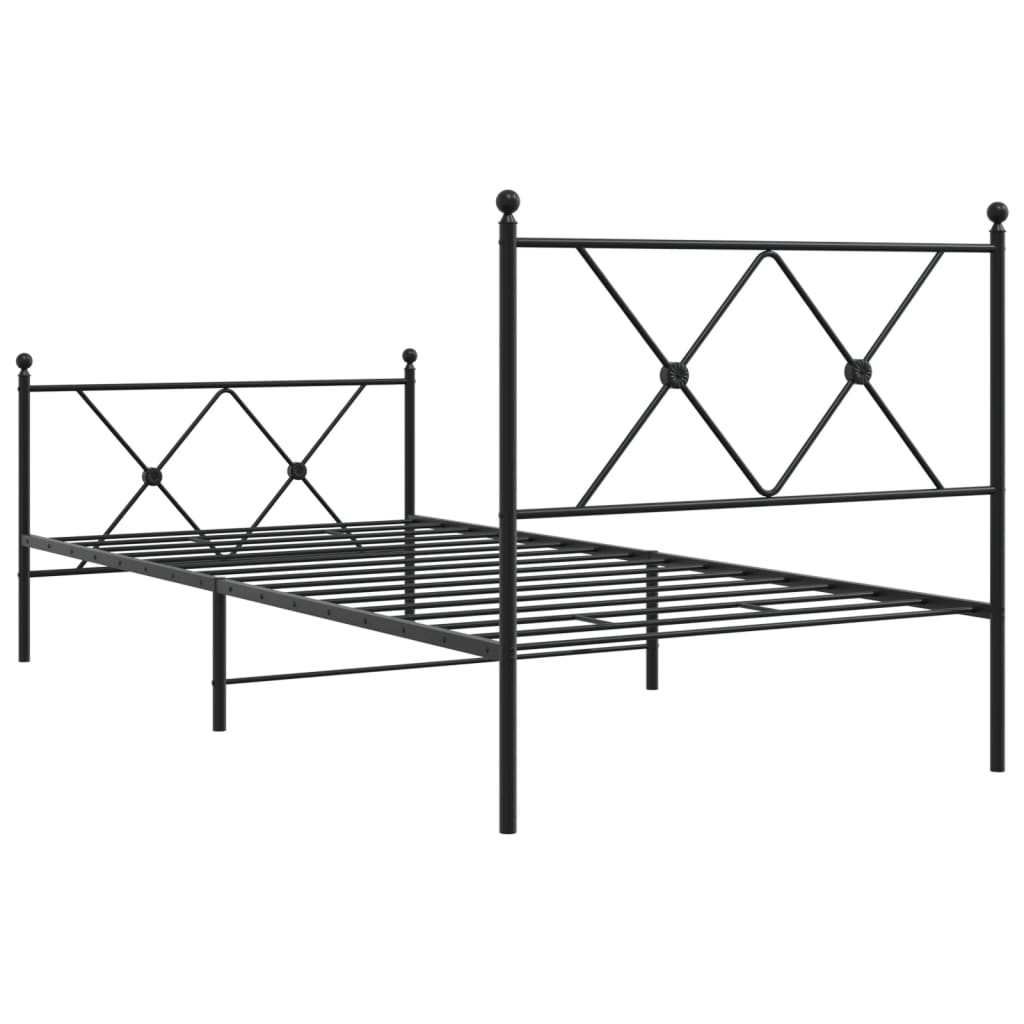 Bedframe met hoofd- en voeteneinde metaal zwart 90x190 cm