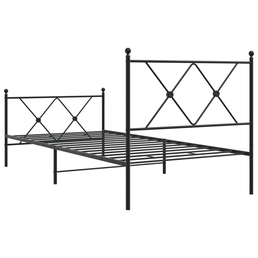 Bedframe met hoofd- en voeteneinde metaal zwart 90x190 cm