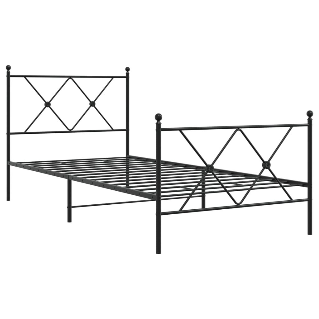 Bedframe met hoofd- en voeteneinde metaal zwart 90x200 cm