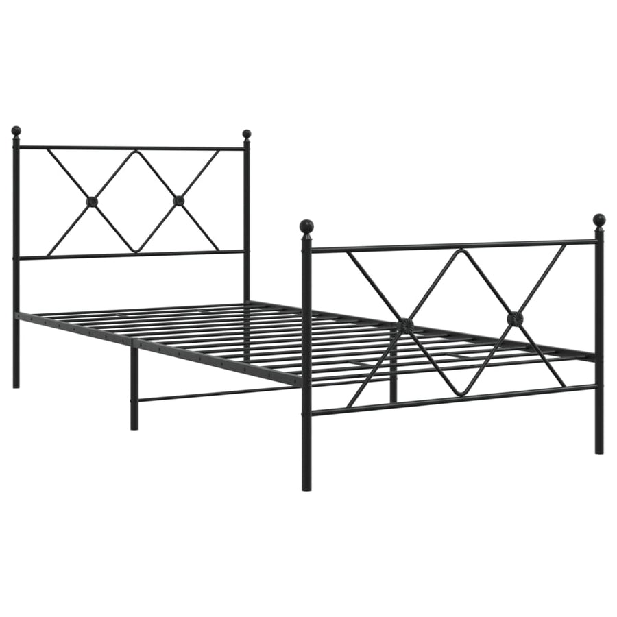 Bedframe met hoofd- en voeteneinde metaal zwart 90x200 cm