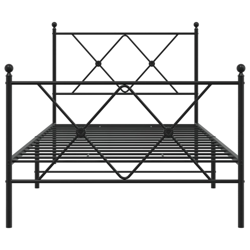 Bedframe met hoofd- en voeteneinde metaal zwart 90x200 cm