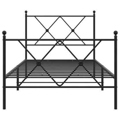 Bedframe met hoofd- en voeteneinde metaal zwart 90x200 cm