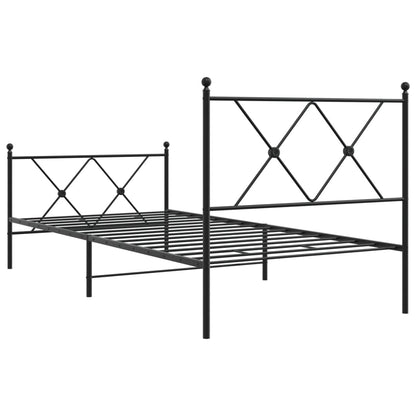 Bedframe met hoofd- en voeteneinde metaal zwart 90x200 cm