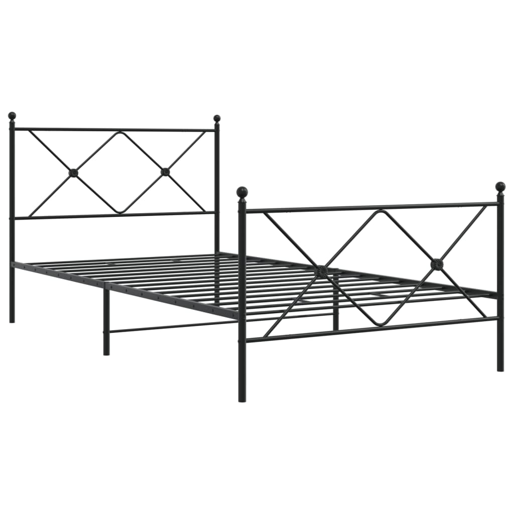 Bedframe met hoofd- en voeteneinde metaal zwart 100x190 cm