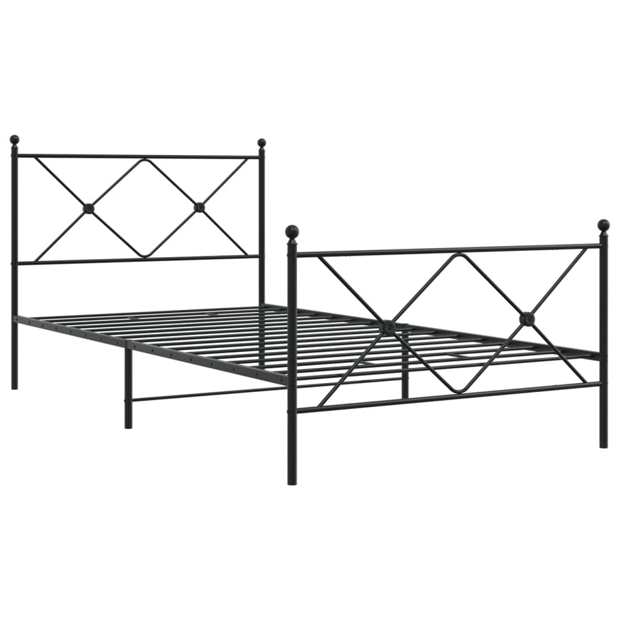 Bedframe met hoofd- en voeteneinde metaal zwart 100x190 cm