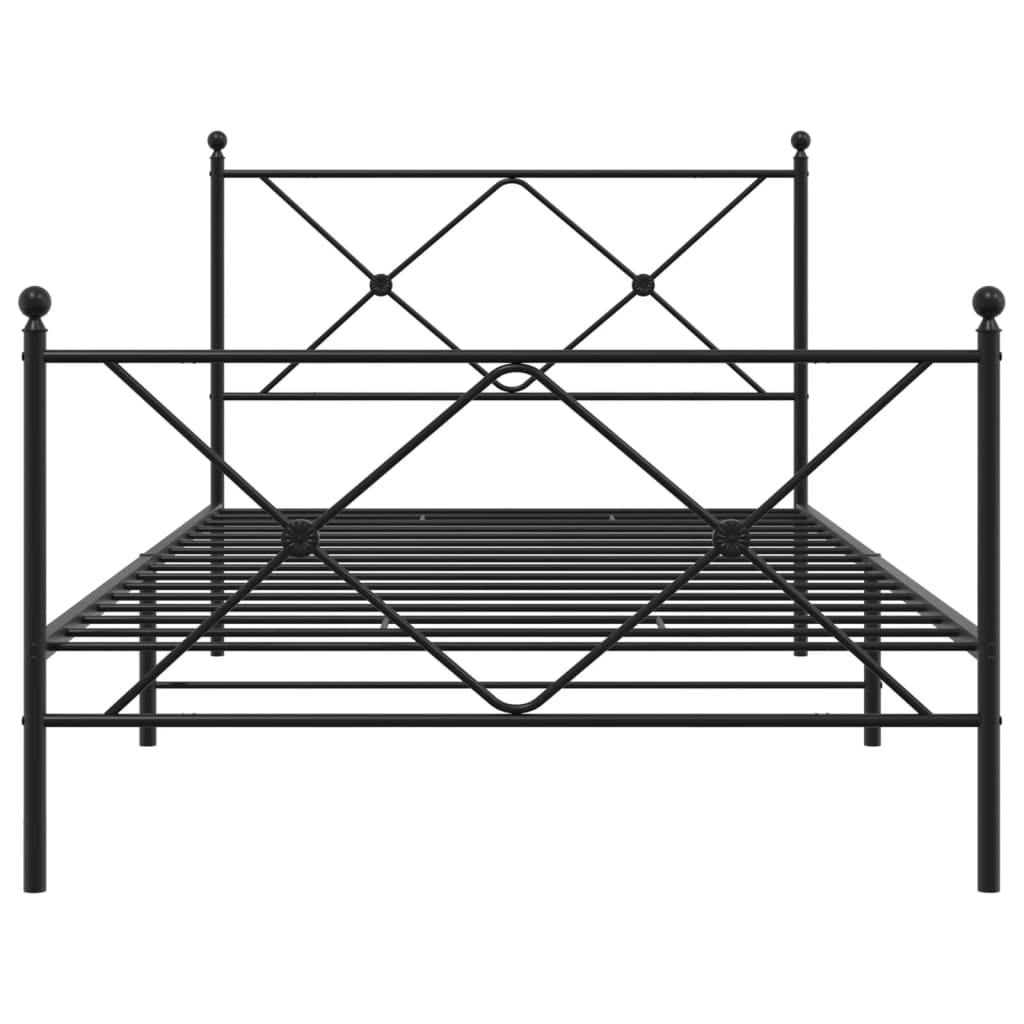 Bedframe met hoofd- en voeteneinde metaal zwart 100x190 cm