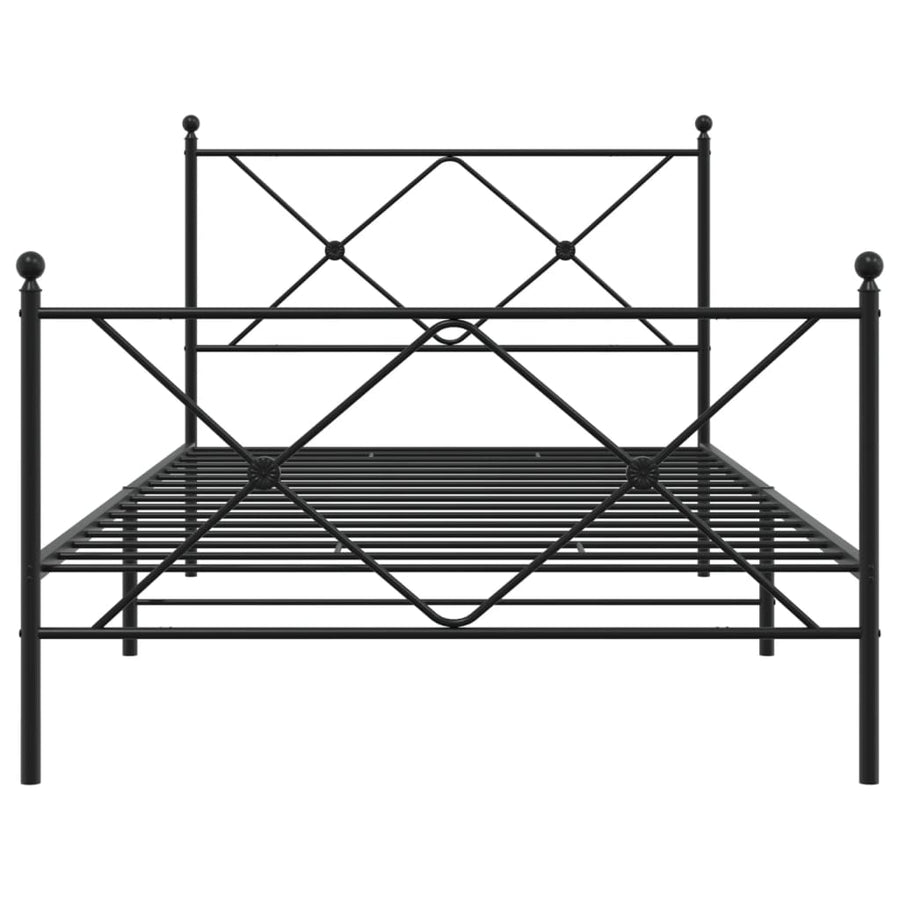 Bedframe met hoofd- en voeteneinde metaal zwart 100x190 cm