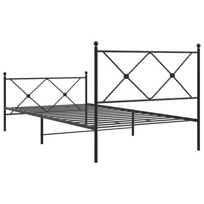 Bedframe met hoofd- en voeteneinde metaal zwart 100x190 cm