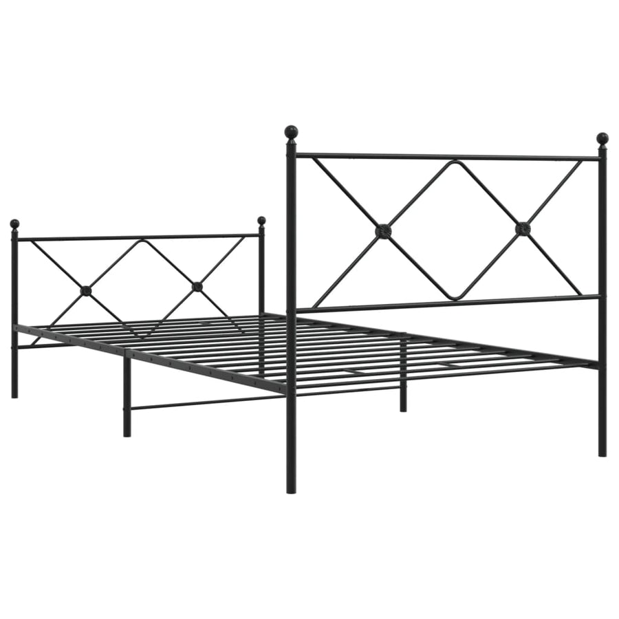 Bedframe met hoofd- en voeteneinde metaal zwart 100x190 cm