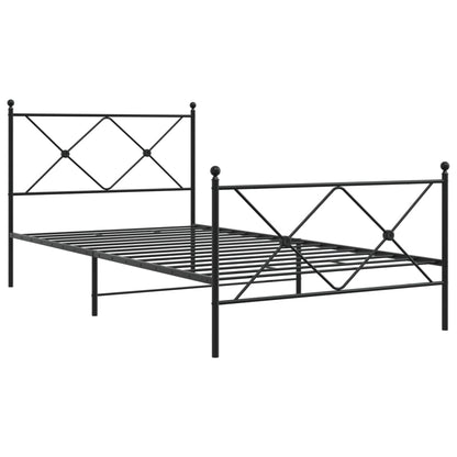 Bedframe met hoofd- en voeteneinde metaal zwart 107x203 cm