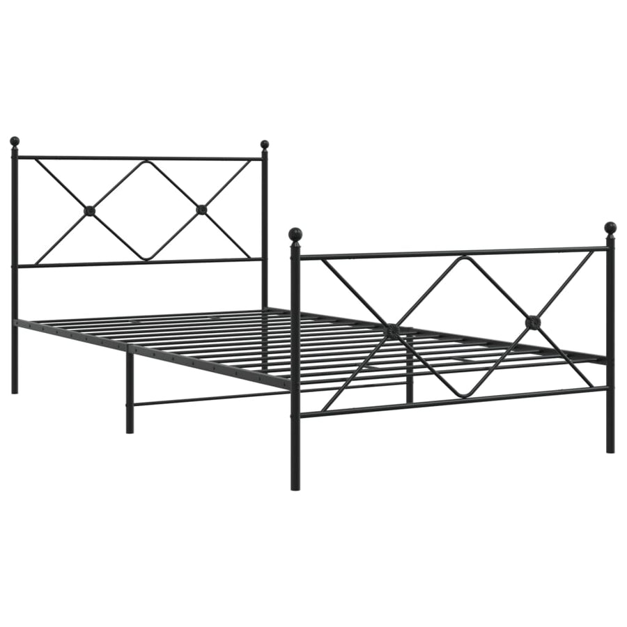 Bedframe met hoofd- en voeteneinde metaal zwart 107x203 cm
