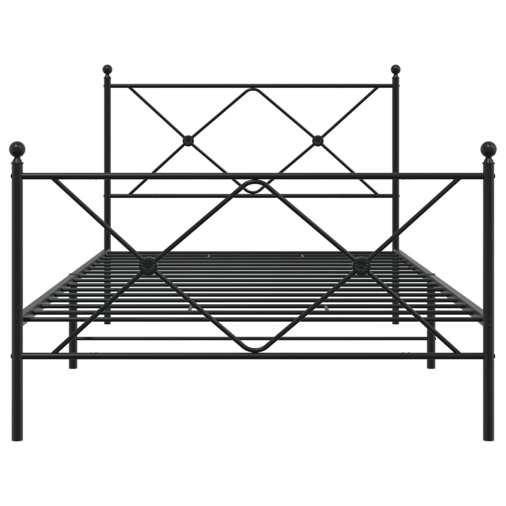 Bedframe met hoofd- en voeteneinde metaal zwart 107x203 cm