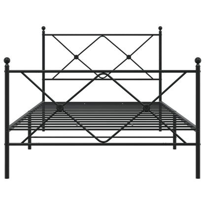 Bedframe met hoofd- en voeteneinde metaal zwart 107x203 cm