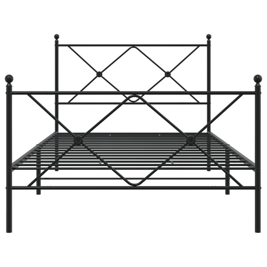 Bedframe met hoofd- en voeteneinde metaal zwart 107x203 cm