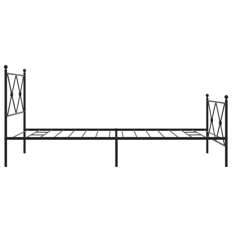 Bedframe met hoofd- en voeteneinde metaal zwart 107x203 cm