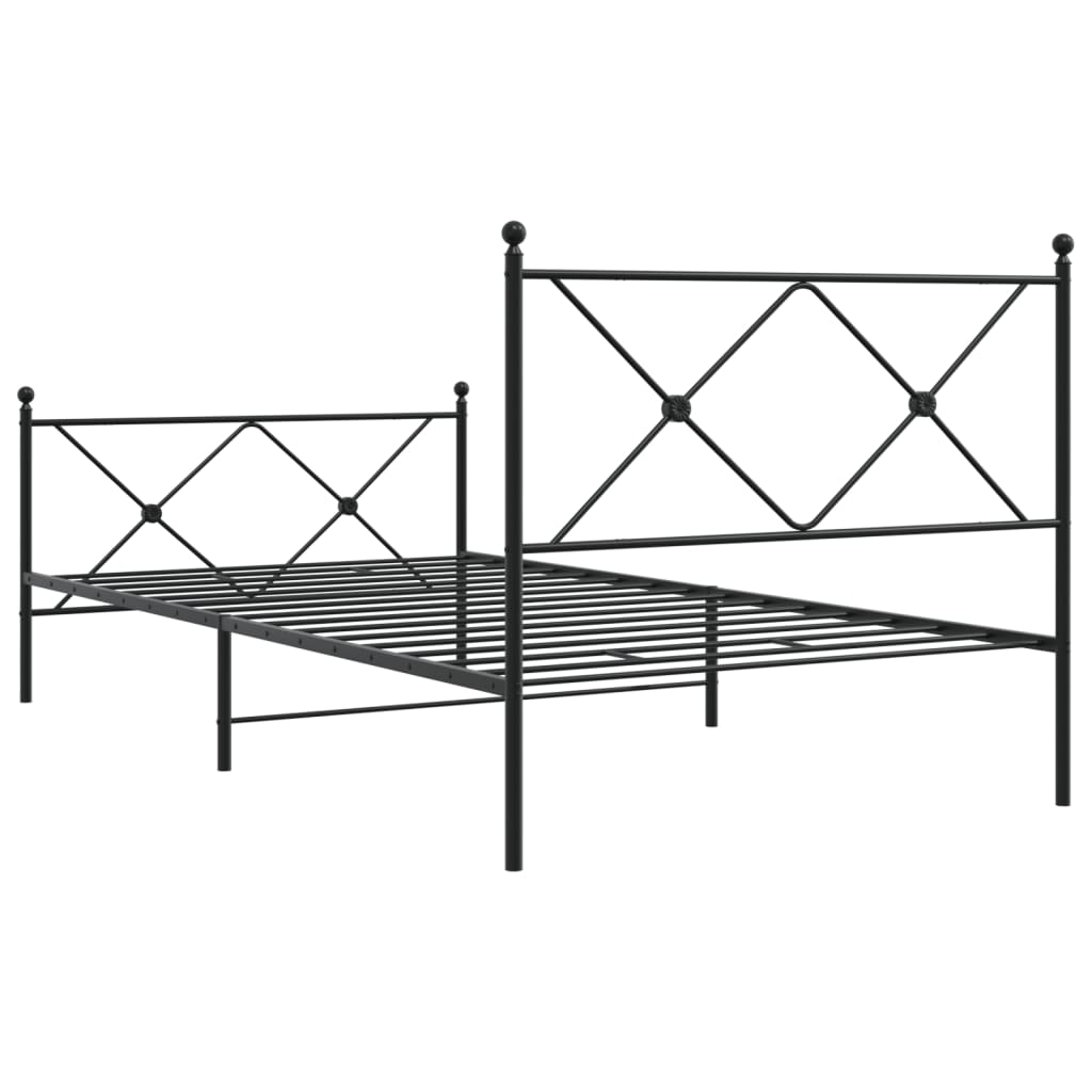 Bedframe met hoofd- en voeteneinde metaal zwart 107x203 cm