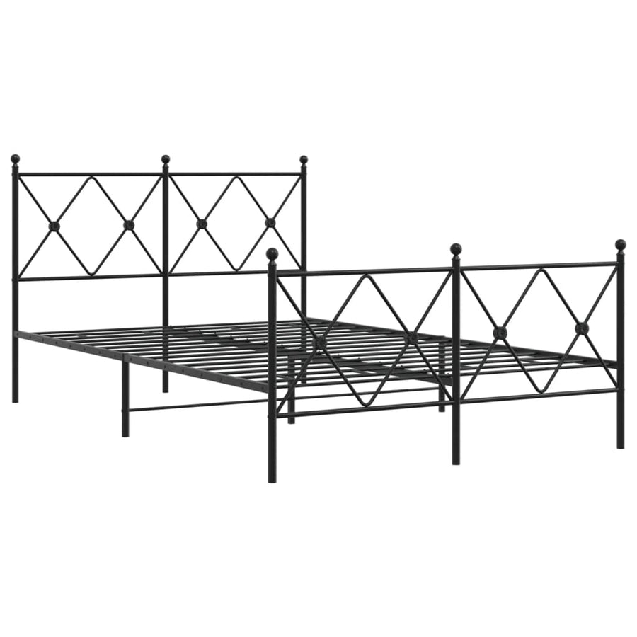 Bedframe met hoofd- en voeteneinde metaal zwart 120x190 cm