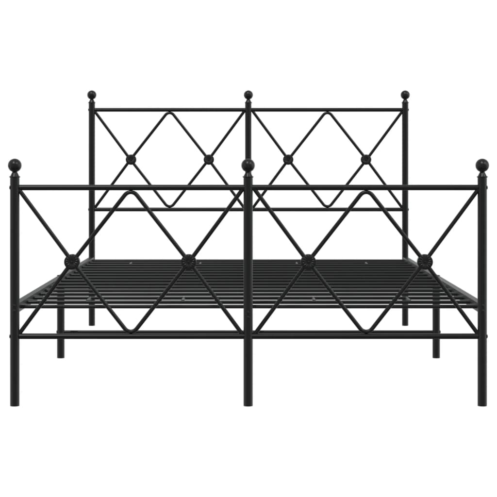 Bedframe met hoofd- en voeteneinde metaal zwart 120x190 cm