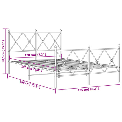 Bedframe met hoofd- en voeteneinde metaal zwart 120x190 cm
