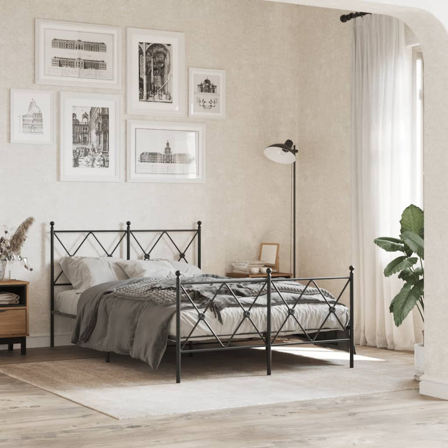Bedframe met hoofd- en voeteneinde metaal zwart 120x200 cm