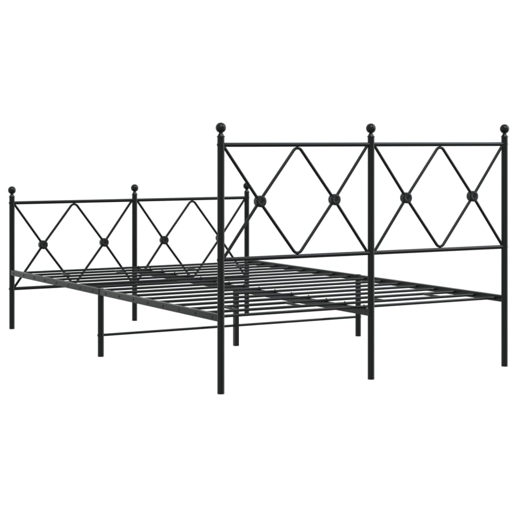 Bedframe met hoofd- en voeteneinde metaal zwart 120x200 cm